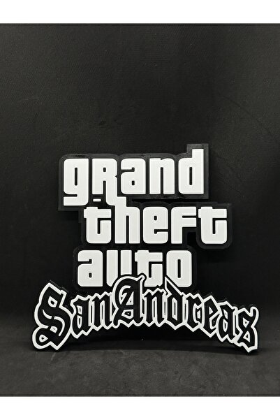 GoKa 3D Craft GTA San Andreas Logolu 3D Dekoratif Duvar Dekoru - Gamer Oda Aksesuarı - 20 cm Nostalji Serisi