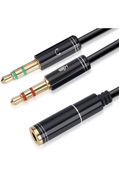 NIVATECH Aux To 2x Aux Kablo 3.5mm Jack Çevirici Mikrofon ve Kulaklk Çoklayıc...