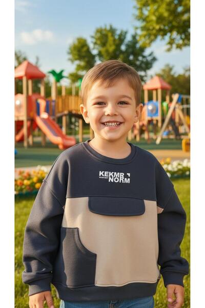 tuma collectıon Boy's Winter Sweatshirt Cotton Three Thread Fleece-Lined Casual Comfortable Model 5-6-7-8 Years Old