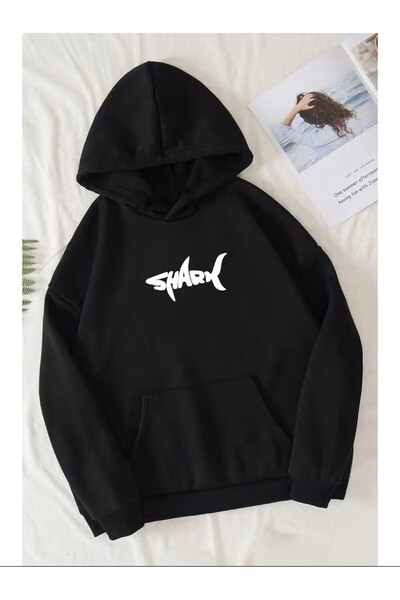 yombaa Hanorac oversize cu imprimeu rechin unisex