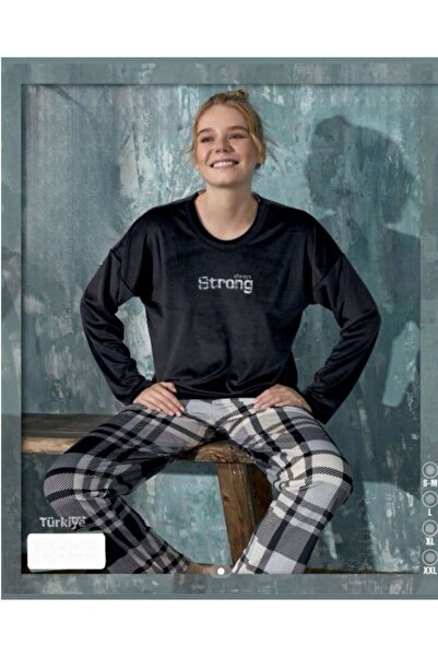 İpek Set de pijamale din catifea cu mâneci lungi guler rotund pentru femei