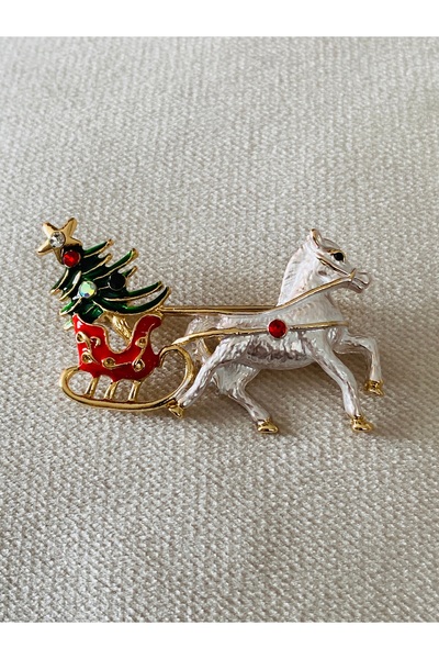 Neel butik 🎄✨ Yılbaşı Temalı Atlı Kızak Broş ✨🎄