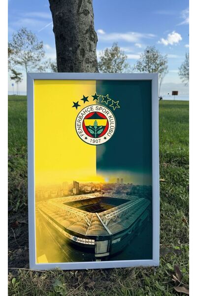 BuzzDesigns 5 Yıldızlı Fenerbahçe Arması ve Fenerbahçe Stadyumu Tablosu (Çerç...
