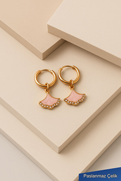 TREND COLLECTİON أقراط دائرية من الفولاذ المقاوم للصدأ باللون الذهبي مع أحجار...