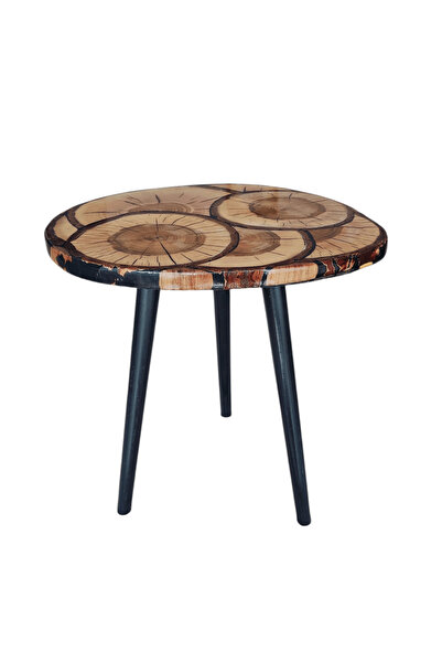 iDekor El Yapımı Doğal Ahşap & Epoksi Sehpa – Premium Tasarım Yan Sehpa