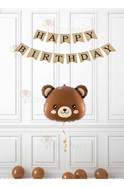 LOTUS PARTY بالون فويل على شكل دب - بالون كتابة أسود على خلفية كرافت - بالون ...