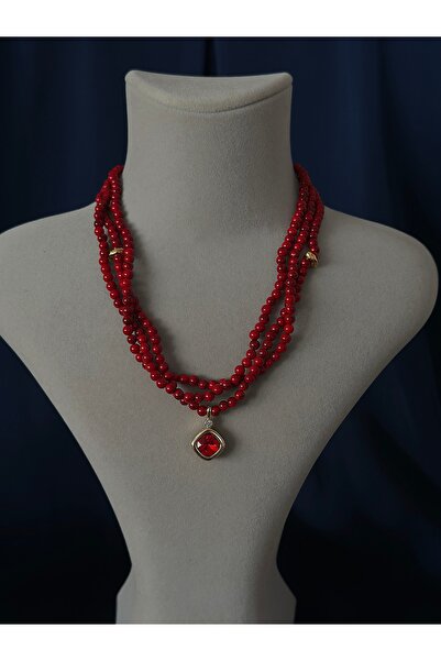 Butik Çok Sıralı Taş Kolye