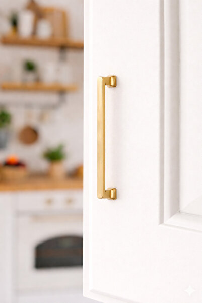 BERFİNO 5'li Mat Altın Kulp 128 mm – Modern Minimal Mobilya Dolap Kulpu (5’li...