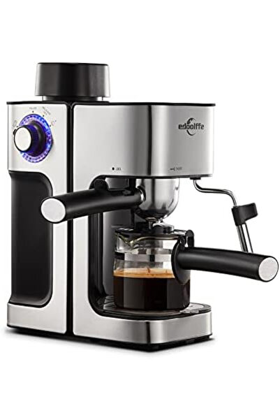 EDOOLFFE ماكينة قهوة إسبريسو إيطالية بقوة 800 واط مع جهاز رغوة الحليب وضغط 5 بار - MD-2006