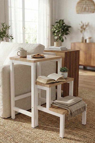 YüceerHome Katlanabilir 3 Katlı Zigon Sehpa