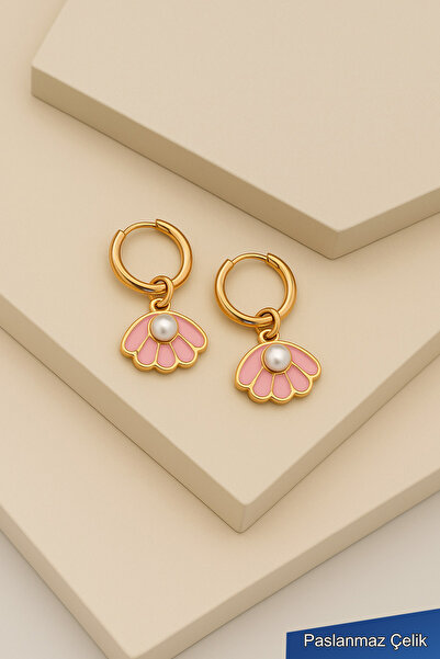 TREND COLLECTİON أقراط نسائية من الفولاذ المقاوم للصدأ باللون الذهبي مع شكل ا...