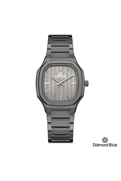 Diamond Blue ساعة دايموند بلو رجالية، سوار رمادي وصحن رمادي بنقوش، تميز استثن...