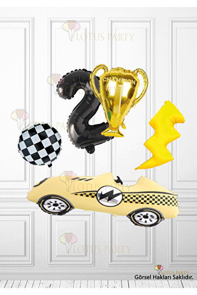 LOTUS PARTY Žuti retro balon u obliku trkačkog automobila - balon u obliku tr...