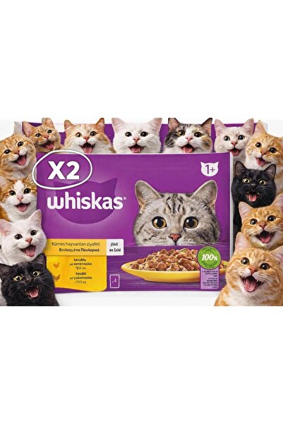 Whiskas Pouch Jöle İçinde Tavuklu ve Hindili Yetişkin Kedi Konservesi 4x85 Gr...