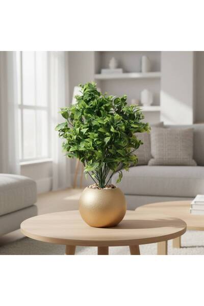 CENTRHOME شتلة الأوراق الخضراء الصناعي بطول 50 سم بمركن كروي