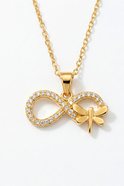 Baleno Concept 925 Ayar Gümüş Taşlı Yusufçuk Kelebek Detaylı Sonsuzluk Kolye ...