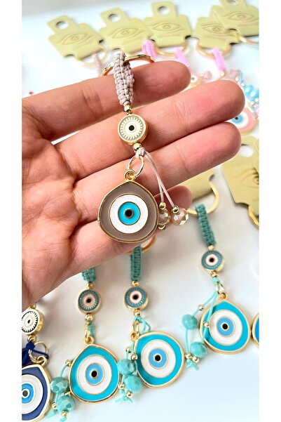 Cassime Beige String Eye Evil Eye Keychain
