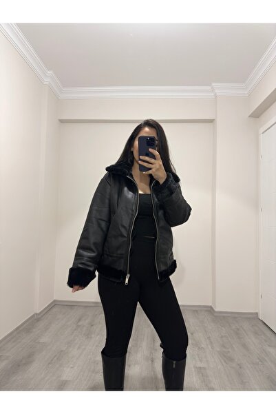 Eslem Erva Siyah Biker Ceket