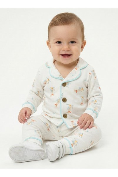 Lily and Co Scarf Duck Shirt Collar Baby Girl Pajama Set