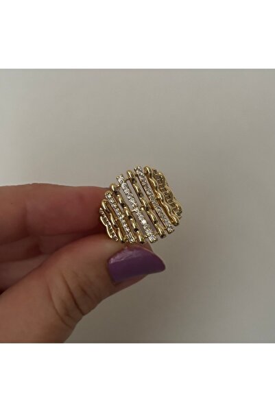 XUPING JEWELRY Xuping 14K Renginde Kafes Model Taşlı Tasarım Lüx Yüzük