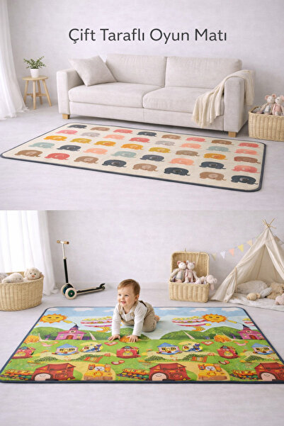 Coolmats Çift Taraflı Çocuk Oyun Halısı, 140 X 200 X 1 Cm Oyun Matı, Soğuk Geçirmez, Leke Tutmaz