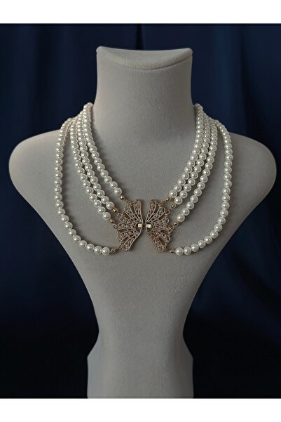 Butik قلادة لؤلؤ متعددة الصفوف