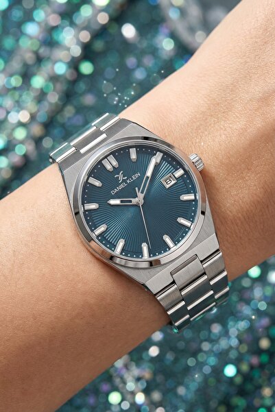 Daniel Klein Koyu Petrol Mavi Çelik Kordonlu Modern Takvimli Kadın Kol Saati