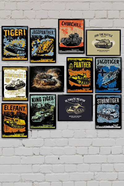 TABLOX Tiger Tank 2. World War German Tanks Military 12-Piece Decorative Mdf Set