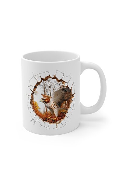 MRN Tasarım 3D Mug Cup Hawk Themed Special Design Porcelain Mug Cup - Gift Mug Cup