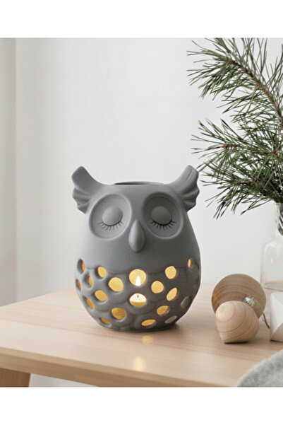 Butik Baykuş Tasarımlı Dekoratif Mum İle Pil Dahil - Hediyelik Gece Lambası G...