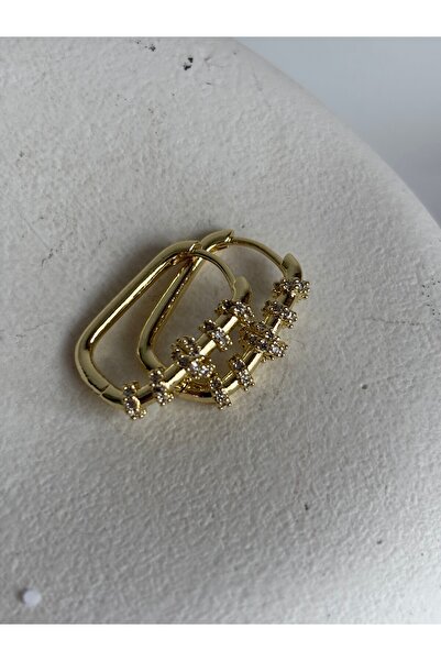 BHR AKSESUAR أقراط من حجر الزركون الذهبي (2.1 سم)