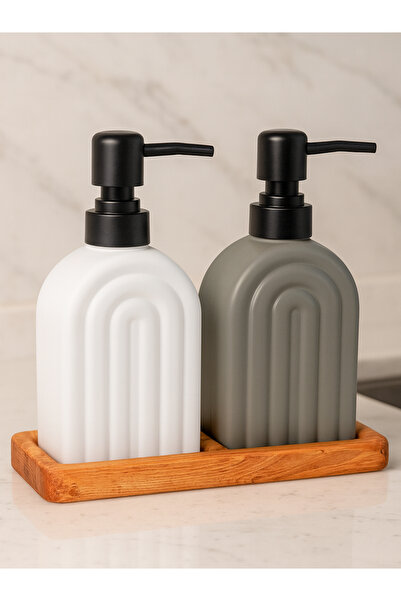 Decoplay Sıvı Sabunluk Seti İkili Tepsili Deterjanlık Banyo Mutfak Dispenser