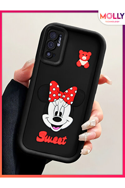 Molly XİAOMİ REDMİ NOTE 11SE İçin Siyah Kenarları Kalın 3d Kabartmalı Sevimli...