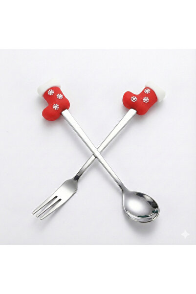 WoodenThings طقم فوندو وتقديم من الفولاذ المقاوم للصدأ مع تصميم جورب عيد الميلاد