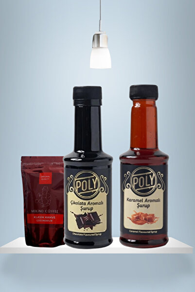 ÇİKOLATA ŞURUBU 200ML+POLY KARAMEL ŞURUBU 200ML+KLASİK GRANÜL KAHVE 200GR.