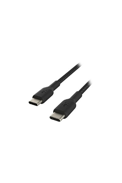Belkin بيلكن - كيبل شحن قماش تايب سي تو تايب سي بقوة 60W بطول 0.15سم - اسود