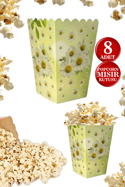 karanca parti süs Daisy Themed 8-Piece Corn Popcorn Box Bucket