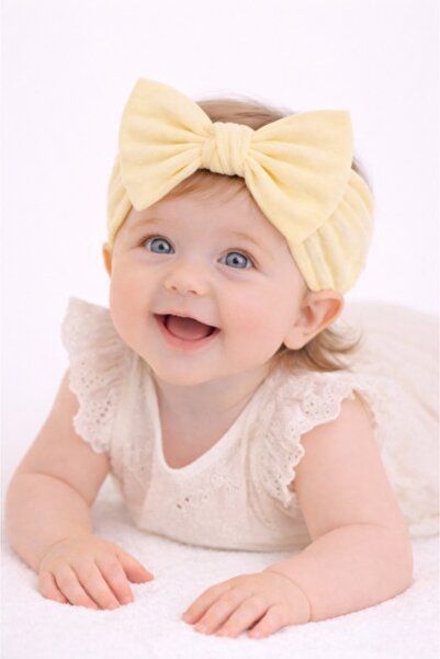 Superbaby Bentita lata, galben deschis, pentru fetite cu fundita