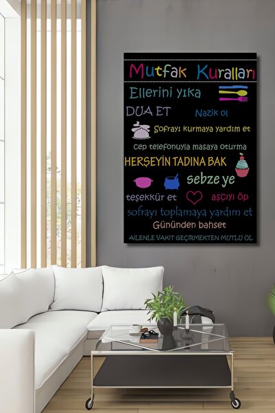 Teona Ahşap Mutfak Kuralları Renkli Yazı Sanat Akımı Ahşap Dekoratif Ev,Antre...