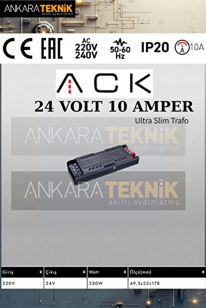 ankarateknik ACK 24 Volt 10 AMPER Ultra Slim Trafo / Dikkat 24 Volt Çıkış ver...
