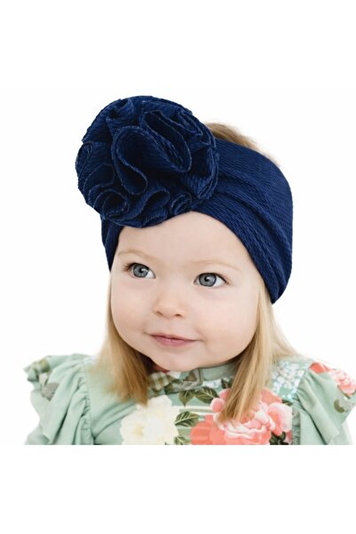 Superbaby Wide navy blue headband with flower