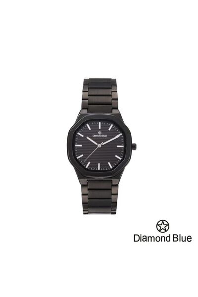 Diamond Blue ساعة دايموند بلو رجالية، سوار أسود وصحن أسود، مظهر ملكي بالكامل.