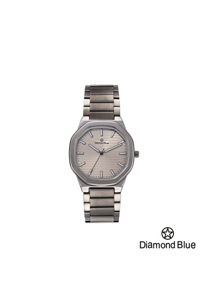 Diamond Blue ساعة رجالية، سور رصاصي داكن، وصحن رمادي.
