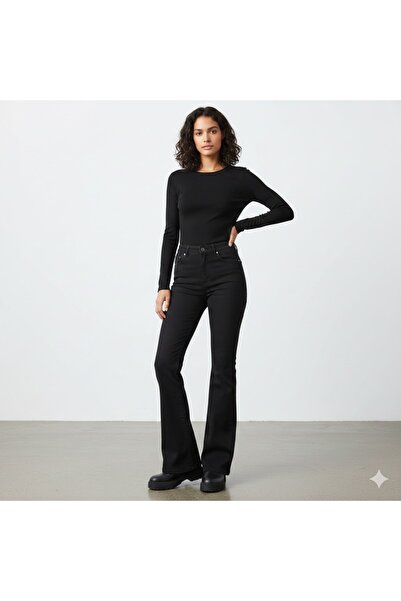 DELDNM Olivia Women's Black High Waist Lycra Comfortable Spanish Jean