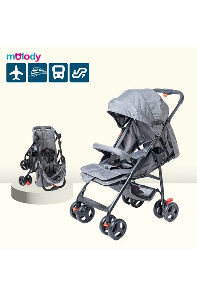 molody عربة أطفال خفيفة الوزن قابلة للطي، نظام سفر 2 في 1 مع إمكانية الإمالة والمظلة والتخزين