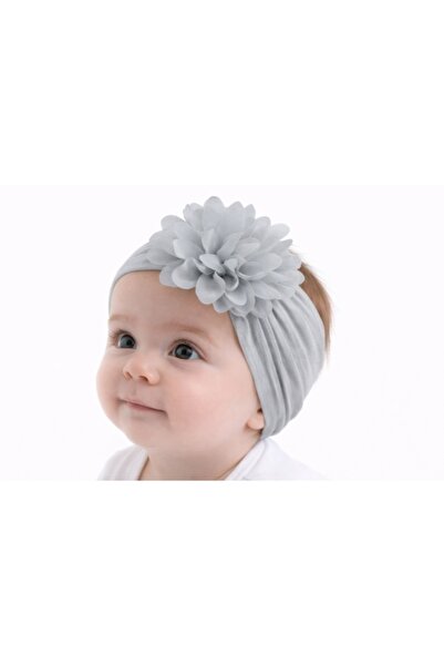 Superbaby Wide gray headband with applied flower