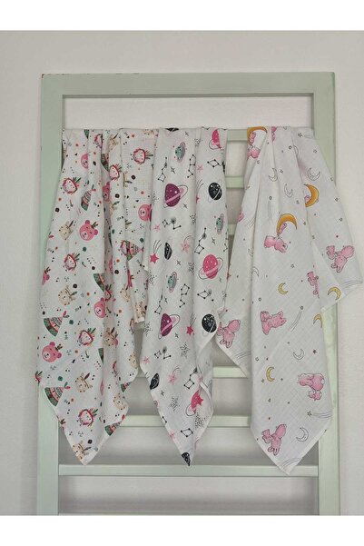 Alpıno Newborn, 100% Cotton 85cm X 85cm Multi-Purpose Muslin Blanket, Baby Blanket, Muslin Cloth (3 Pcs)