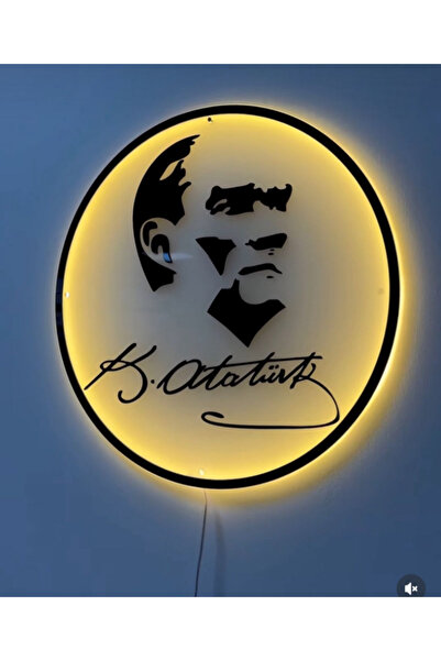 Çağdaş Tasarım Atatürk Led Işıklı Pleksi Logo Tabela