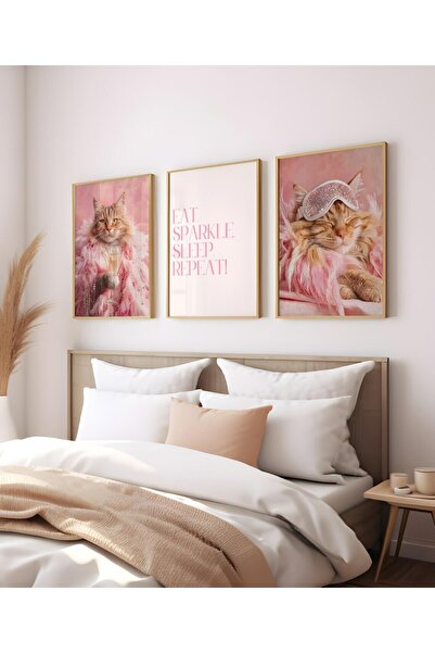 Esci Design 3-Piece Leopard Painting Set with Wooden Frame - Trend Painting - Tiktok Leopard Painting - Luxury Painting - Moderntablo