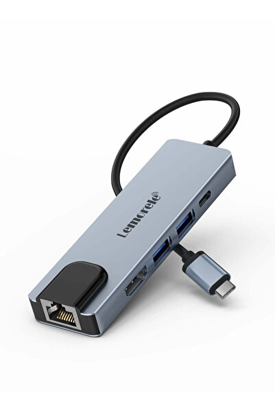 lemorele TC15, 5 in 1 USB Type-C Hub Çoklayıcı, RJ45 İnternet, 4K HDMI, 100W ...